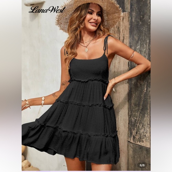 EUC Size XL SHEIN Babydoll Black Dress - Picture 2 of 6